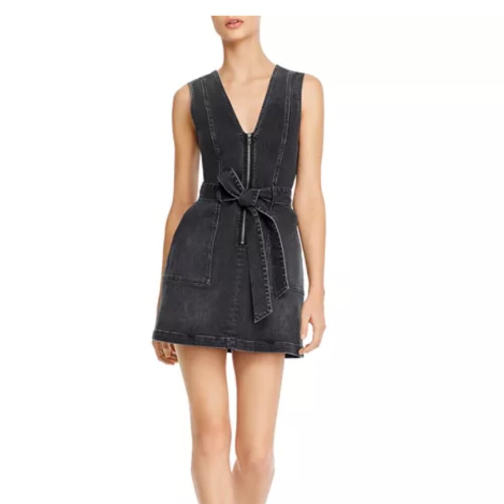 Alice and Olivia Gorgeous Zip-Front Denim Mini Dress size 10 excellent condition - Picture 3 of 9